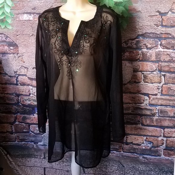 black sequin beach cover up